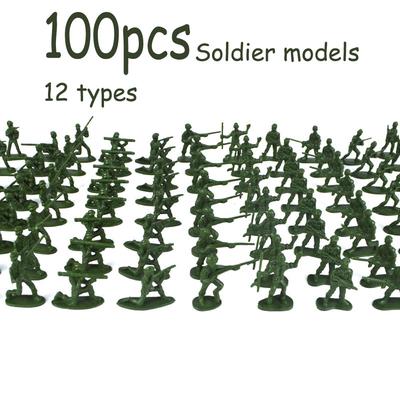 100 шт. Военный игровой набор, пластиковые игрушечные солдатики, мужские фигурки 3,8 см