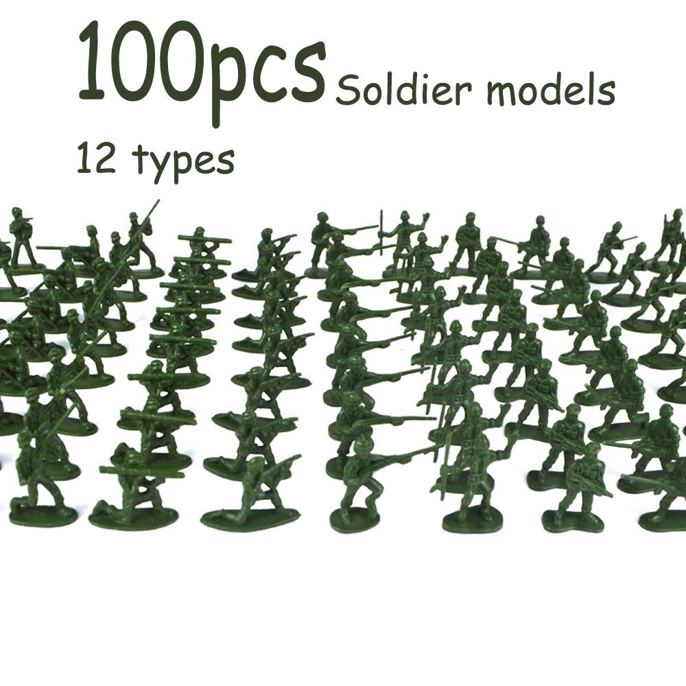100 Pcs Military Playset Plastic Toy Soldiers Men 3.8cm Figures