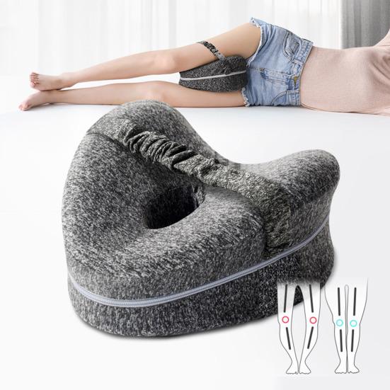Leg Knee Pillow Memory Foam Leg Pillow with Elastic Strap Ergonomic Knee Cushion with Washable Cover for Side Sleepers Soothing Pain Relief
