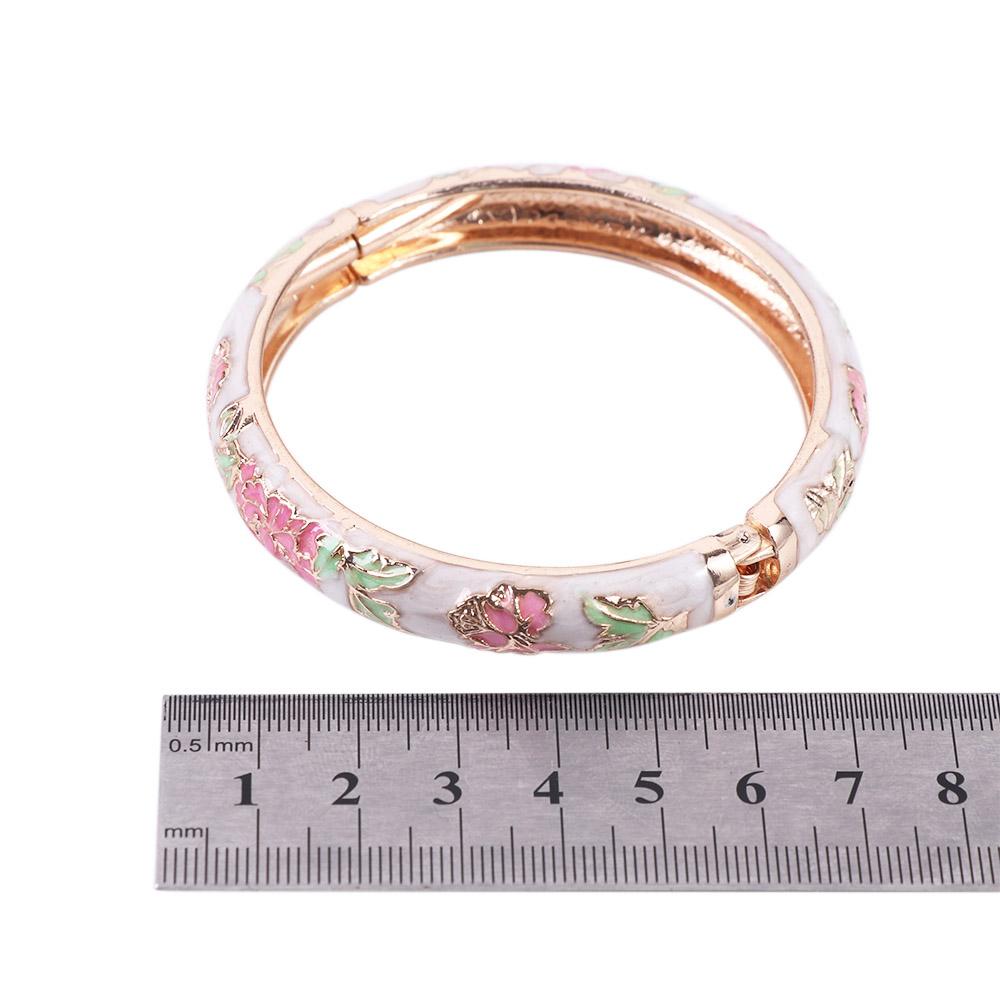 Ethnic Gifts For Women Girl Peony Cloisonne Enamel Filigree Bracelet Accessories Jewelry Bangles