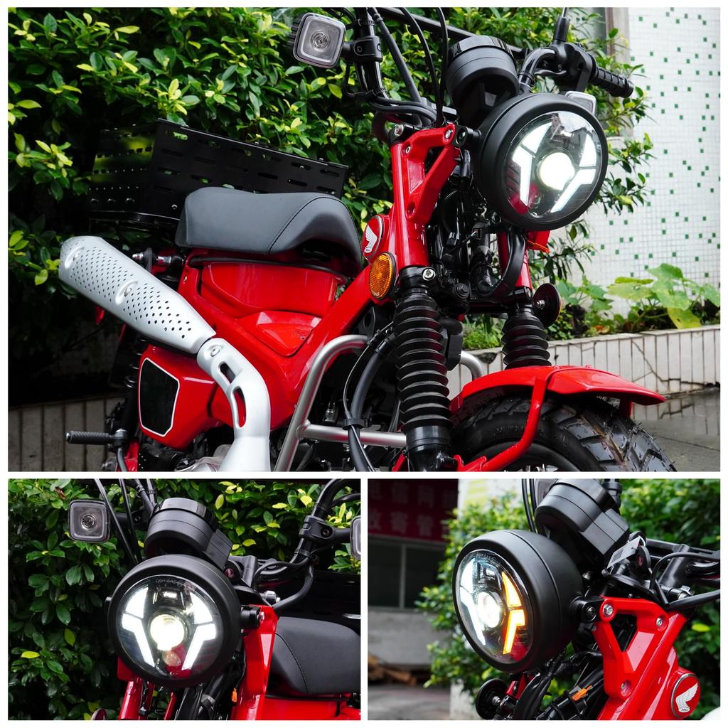 Honda CT125 Hunter Cub LED Headlight with High Beam and Low Beam for CT125 Custom Parts Mechanical DRL, Switching, JA65, (Multi-Function Headlight)