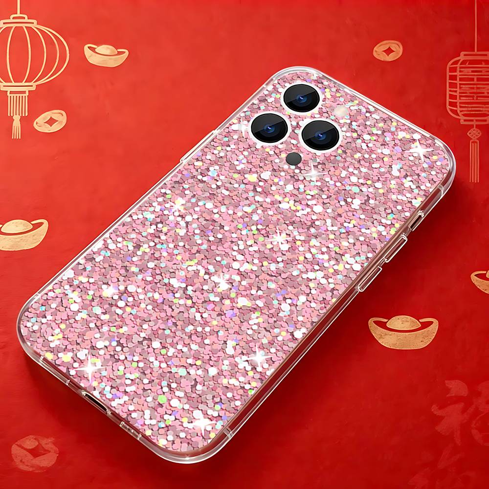 Потрясающий розовый чехол для телефона с блестками G-Glitter для iPhone 17,16,15,14,13,12,11 Pro,Max,Plus,X,XS,XR,SE4,E Mini Прозрачный чехол