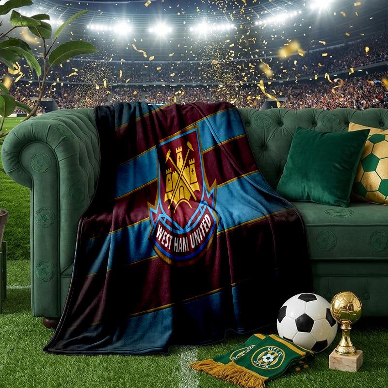 West FC United Crest Throws Blanket Flannel Blankets Plush for Couch Bed Gifts for Men Women Travel picnic blanket Christmas fan gifts