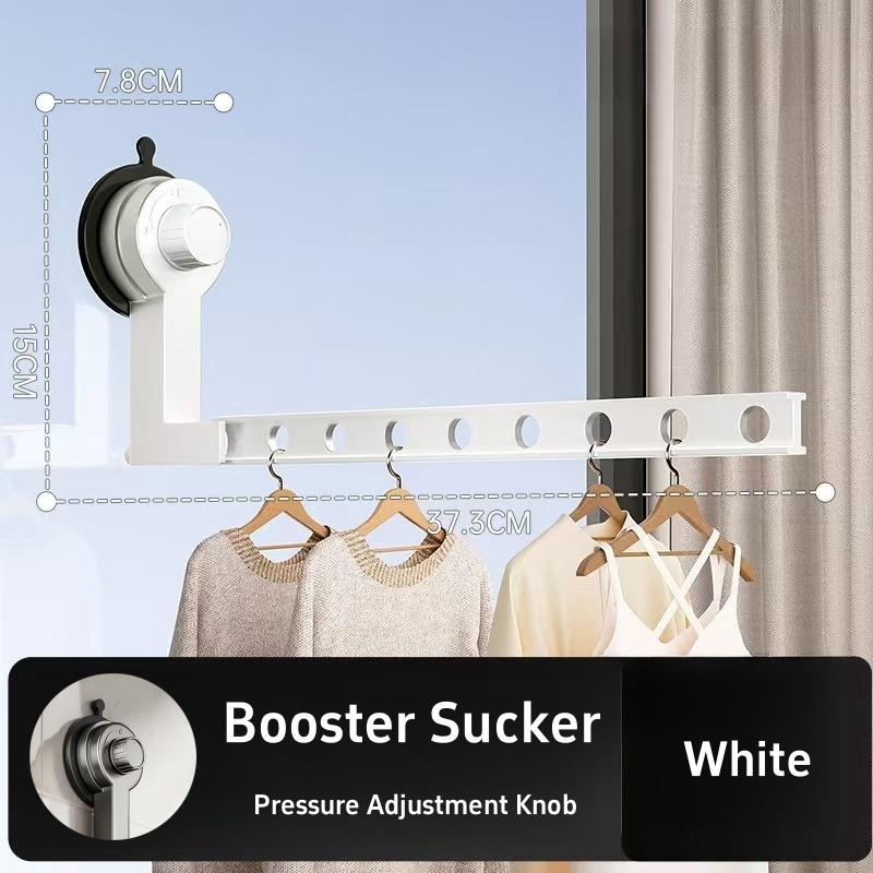 Aluminium Alloy Folding Drying Rack 8-hole Suction Cup Clothes Storage Shelf Outdoor Travel Clothes Hanger No Need To Install