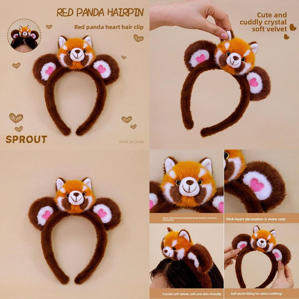 Red Panda Soft Plush Headband With Decorative Hair Accessory For Playroom