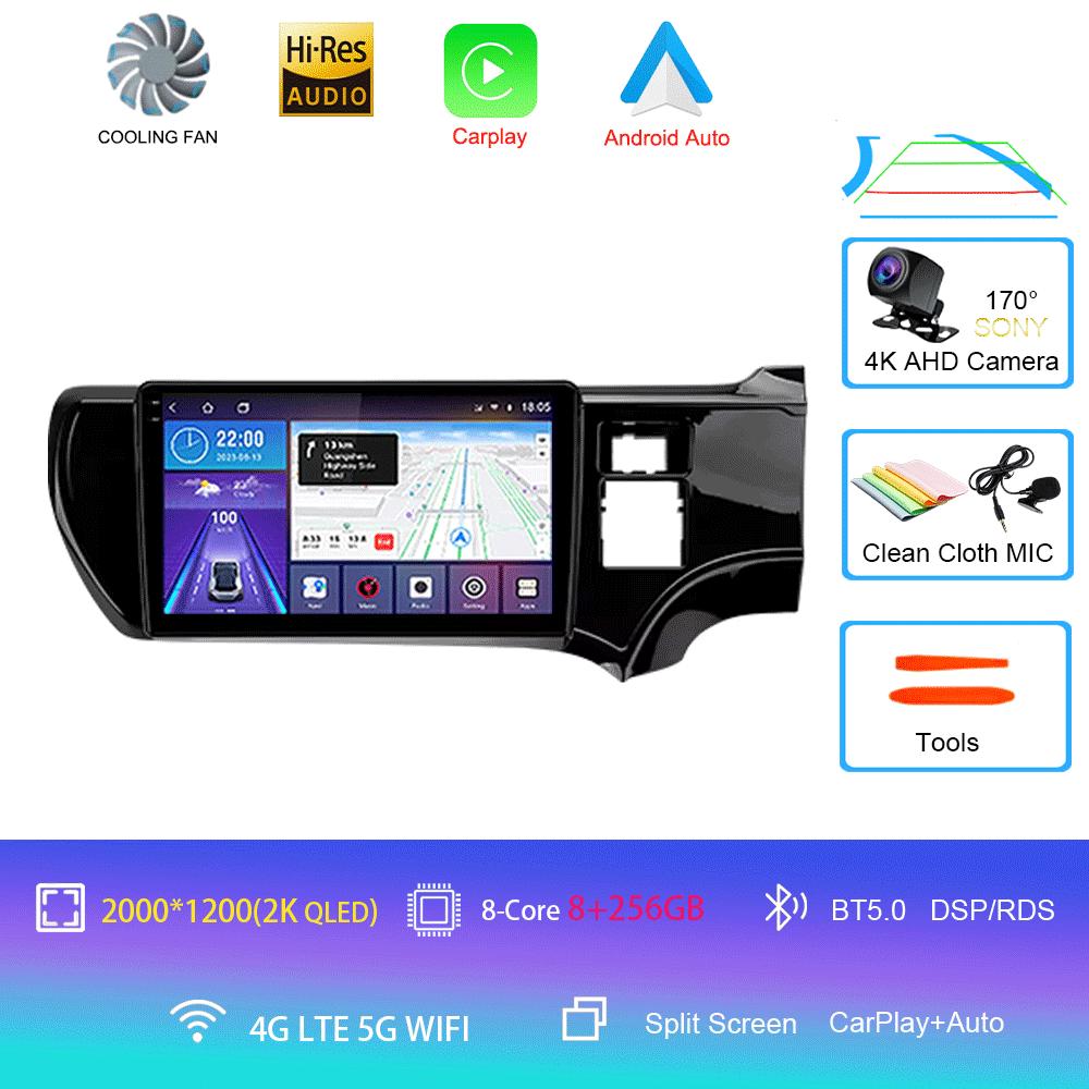 Автомобильное радио Android 14 Carplay Auto WIFI+4G мультимедийный проигрыватель для Toyota Aqua LHD RHD 2011 - 2017 Автомагнитола Стерео 2din Головное устройство