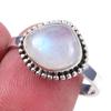 Натуральный Радужный Лунный Камень Драгоценный Камень Ручной Работы 925 Стерлинговое Серебро Кольцо Размер 9 S4O03