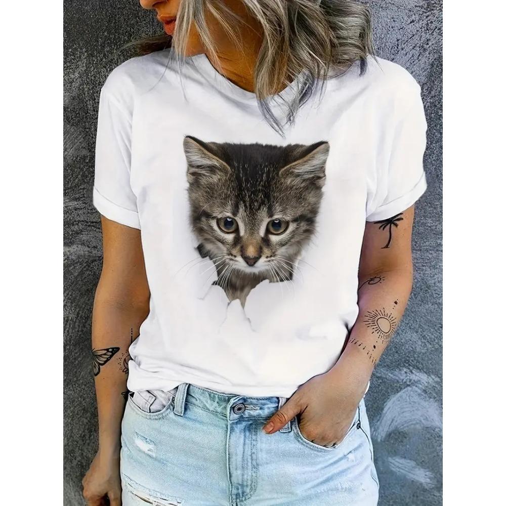 Футболки с принтом Повседневные уличные топы Camisetas Женская одежда Лето 2025 г. Футболка с коротким рукавом для женщин Ropa De Mujer Ofertas Chic Cheap