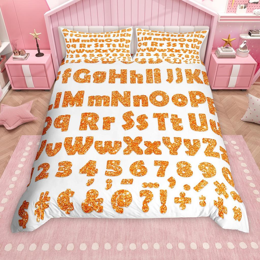 Комплект пододеяльника с мультяшным алфавитом Homewish для детей, красочный цифровой комплект чехла для одеяла, постельный комплект на школьную тематику