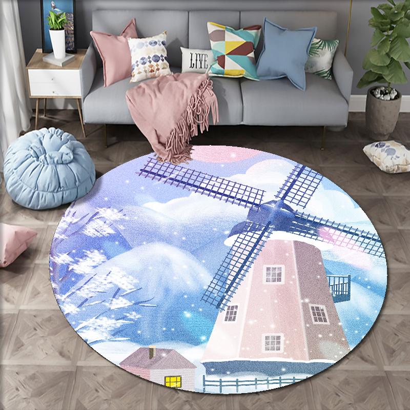 Рождественский ковер с рисунком, круглый ковер, ковер с Санта-Клаусом, диванный ковер, домашний декоративный ковер с принтом для гостиной, спальни, ванной комнаты