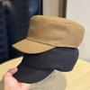 New Korean Style Solid Color Flat Top Equestrian Hat for Women In Autumn and Winter Fashionable and Warm Everyday Versatile Cap