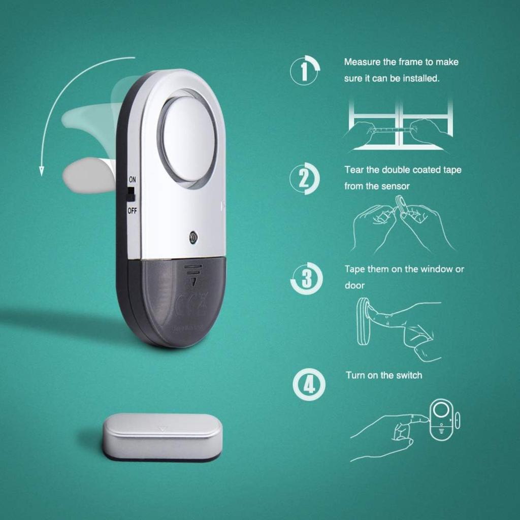 120 DB Loud Door and Window Open Alarm Sensor 2 Pack for Kids, Dementia Patients Safety, Wireless Security Alarms Keep Your Home, Pool, Cabinet