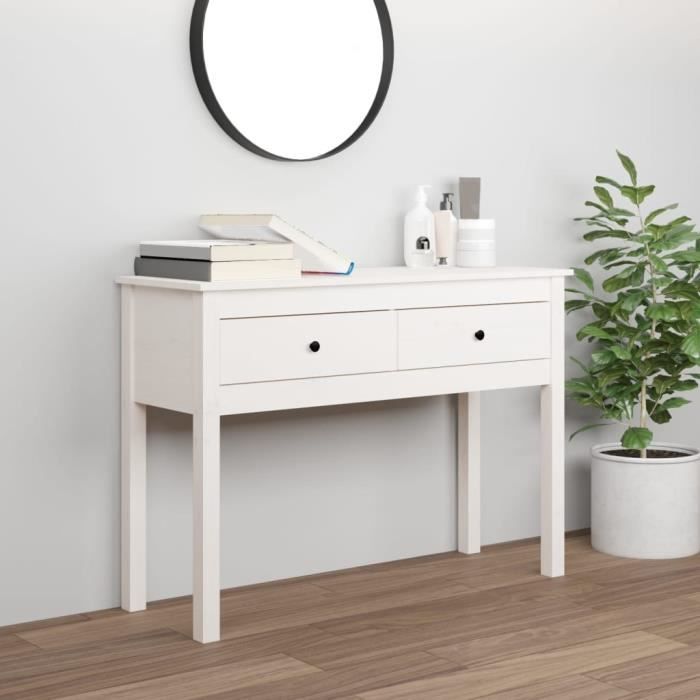 VidaXL Console Table White 100x35x75 Cm Solid Pine Wood 814615