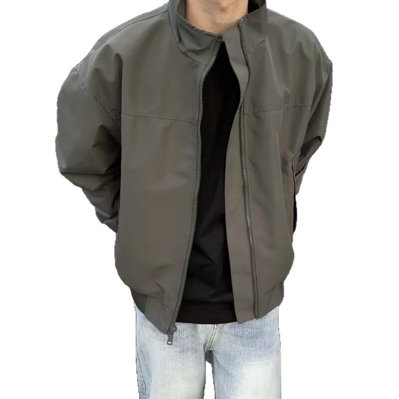 Cleanfit Men's Autumn Stand-Up Collar Windbreaker: Hard-Wearing American Trendy Short Work Jacket