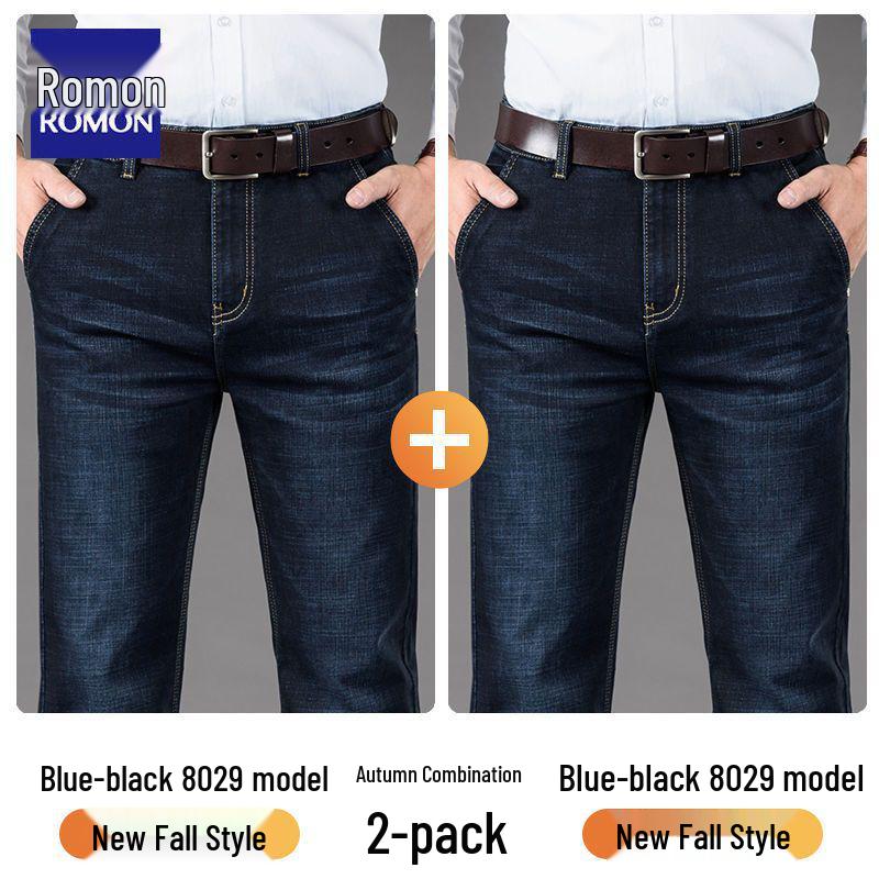 Мужские джинсы прямого кроя стрейч Romon - Осень/Зима 2025: Универсальные повседневные длинные брюки для среднего возраста