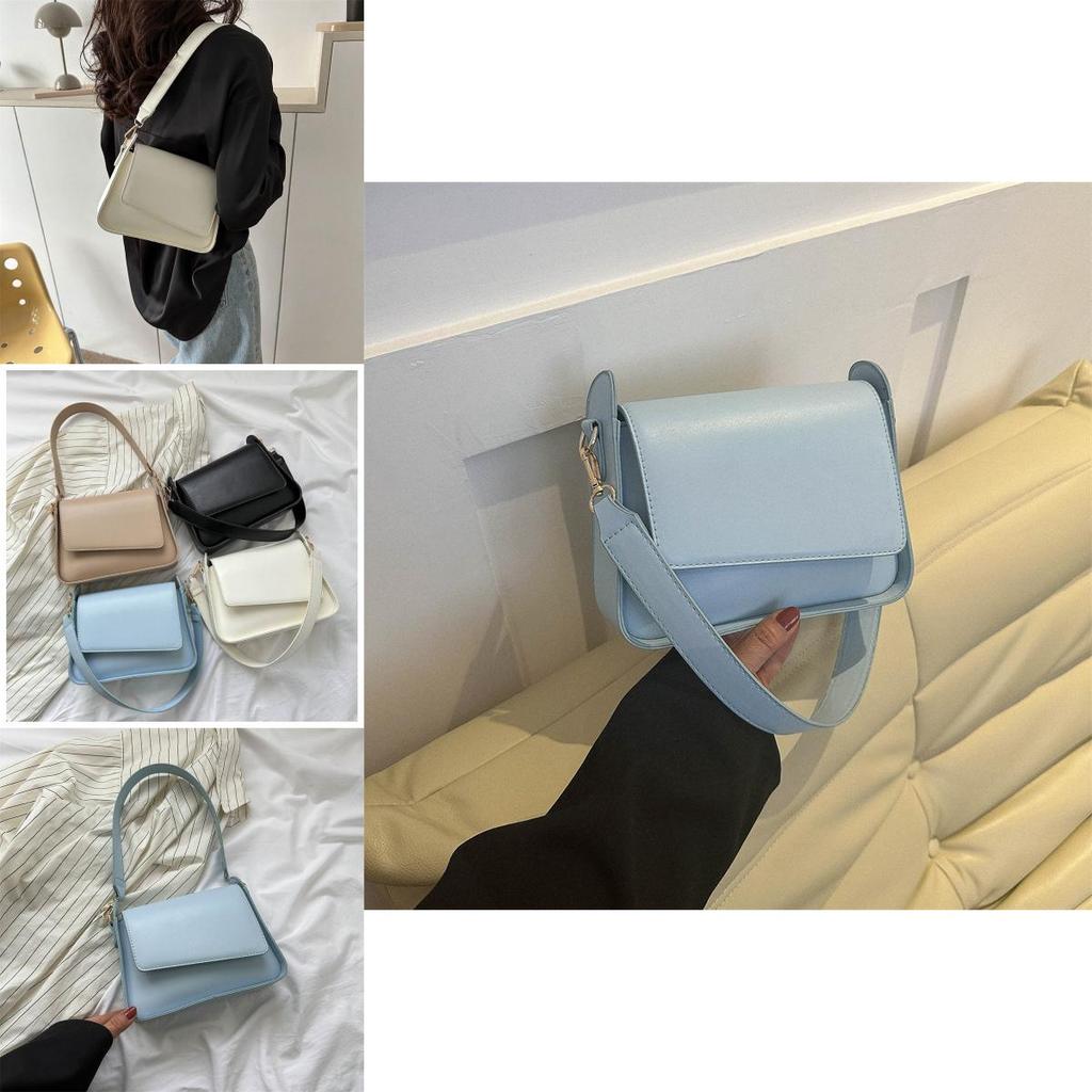 Chic Black White Blue Khaki Small Square Bag 2023 Summer New Fashion Women's Shoulder Bag