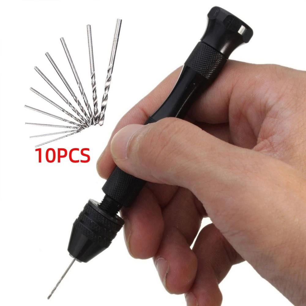 Pin Vise Hole Maker 0.6-3mm Micro Drill Bits Mini Hand Drill Rotary Tool Woodworking Model