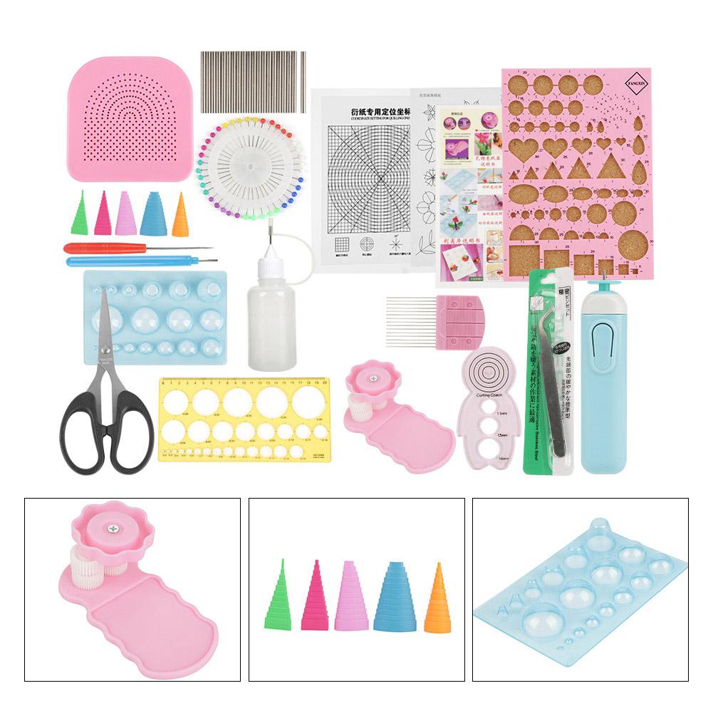 Набор для квиллинга из 24 шт., Полоски для квиллинга, Набор инструментов для квиллинга, Электрическая ручка для скручивания бумаги, Доска-шаблон, Сетка для инструментов квиллинга, Дизайн бумаги