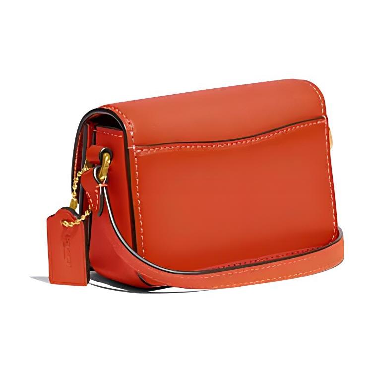 New COACH Cow Leather Envelope Bag Shoulder Bag Crossbody Bag Mini Women's Orange CC484-B4B4D