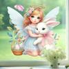 1 Sheet Cute Rabbit Egg Decals Easter Stickers Angel Rabbit Showcase Entrance Glass Electrostatic Patch Easter Party Decoration