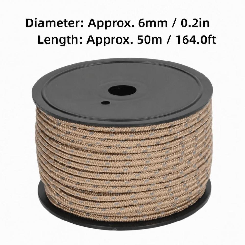 6mm Diameter Camping Guyline Cord PP Windproof Camping Rope Bold Reflective Tent Rope Camping