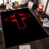Black Cross with Red Glow Non-slip rug suitable for living room and bedroom sofas