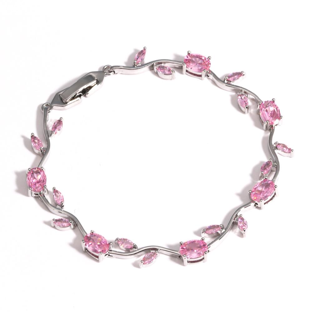 Women's Leaf Cubic Zirconia CZ Crystal Bridal Bridesmaid Wedding Jewelry Bracelets Gift for Mom on Wedding Day