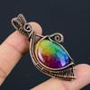 Rainbow Solar Quartz Gemstone Copper Wire Wrap Handmade Pendant Jewelry
