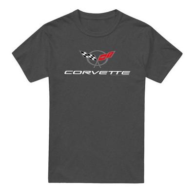 Chevrolet Унисекс Взрослый Corvette Современная Эмблема Меланжевая Футболка