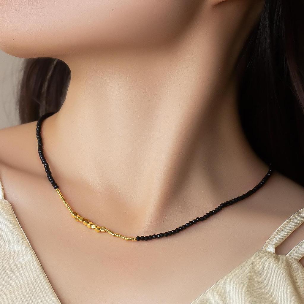 Маленький красный картофель Летняя горячая распродажа: Черное золото с бусинами - Роскошный, уникальный и легкий чокер