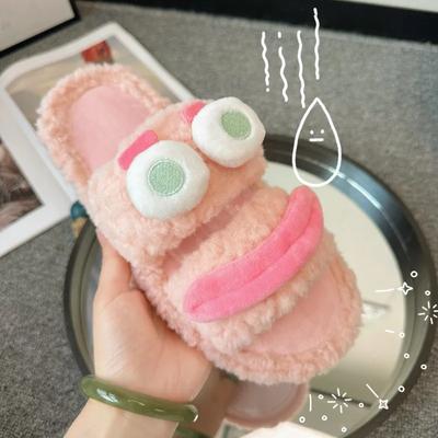 Модная распродажа женской обуви 2024 года, зимние новые женские плюшевые тапочки с рисунком из мультфильма, повседневные и удобные домашние хлопковые тапочки Zapatos