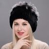 Russia New Winter Real Fur Beanies Hat Women 100% Genuine Real Rex Rabbit Hat Good Elastic Knitted Rex Rabbit Fur Caps