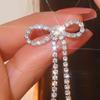 1 пара женских сережек-гвоздиков, серьги-бантики со стразами, длинные серьги-бантики с кисточками, ювелирные аксессуары