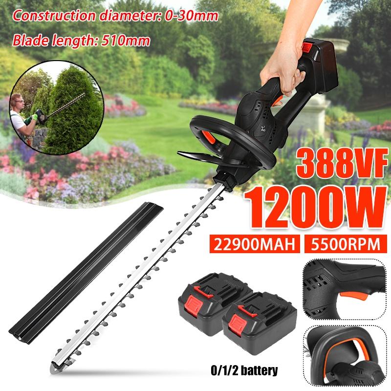 Brushless Cordless Electric Hedge Trimmer 1200w Dual Action Grass Trimmer Pruning Saw Garden Tools with 2PC 22900mah Battery