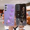 A 54 34 14 15 Блестящий чехол с цепочкой на запястье Love Heart для Samsung Galaxy A54 A34 A14 A24 A15 A25 M14 M34 M54, силиконовый чехол для браслета