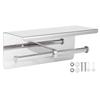 Double Toilet Paper Holder Stainless Steel Paper Rack Phone Storage Shelf Bathroom Use