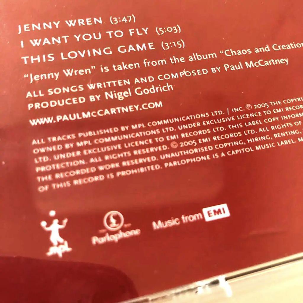 [USED] Paul McCartney Jenny Wren Maxi Single EU Edition
