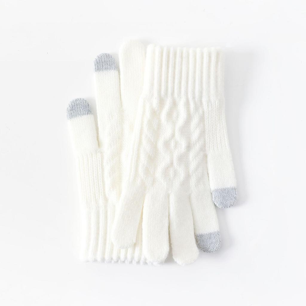 Thickened Knitted Autumn Winter Gloves Touchscreen Compatible Riding Warmth Insulation Pure Color Cute Gloves Unisex