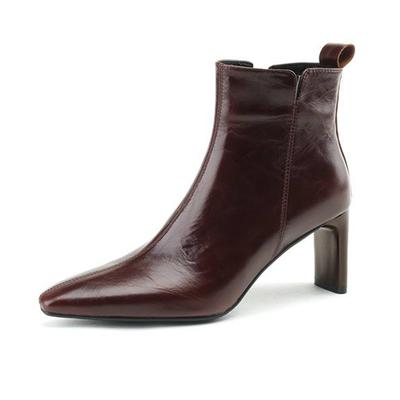 Зимние модные ботинки на высоком каблуке из коровьей кожи с квадратным носком, женские элегантные женские ботильоны без шнуровки в стиле ретро