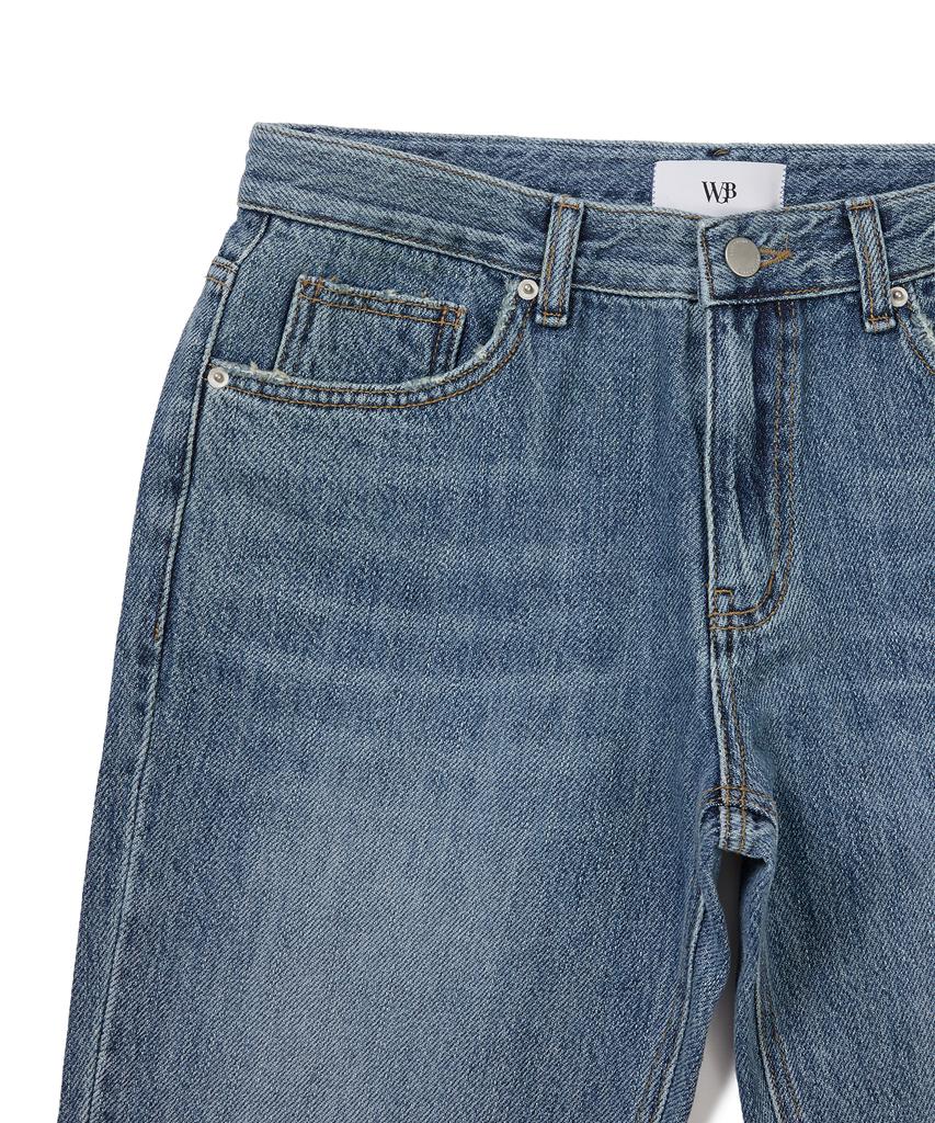 WEST GRAND BOULEVARD Venice Slim Crop Washed Denim Pants Blue