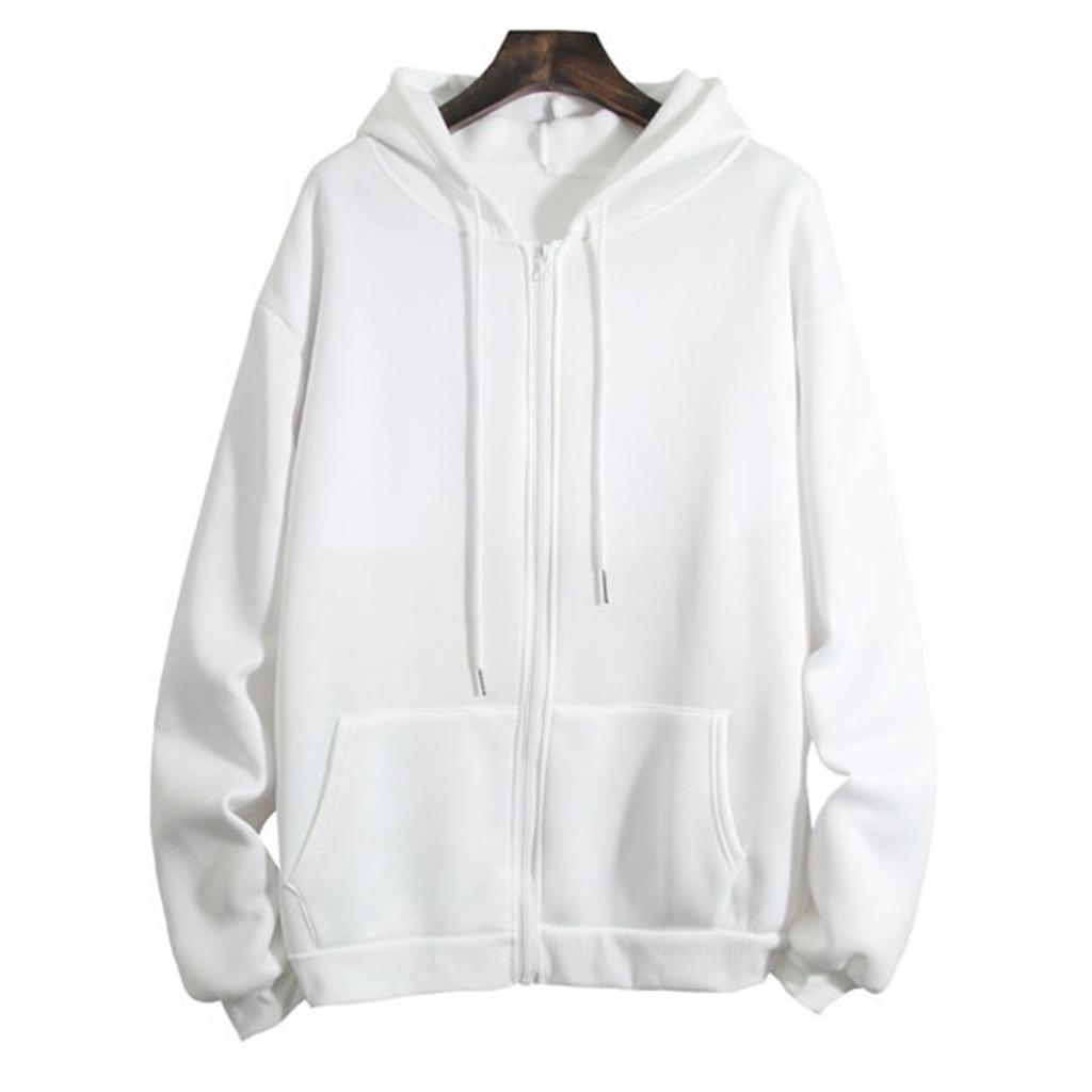 Женская модная повседневная однотонная толстовка с капюшоном и застежкой-молнией с длинным рукавом