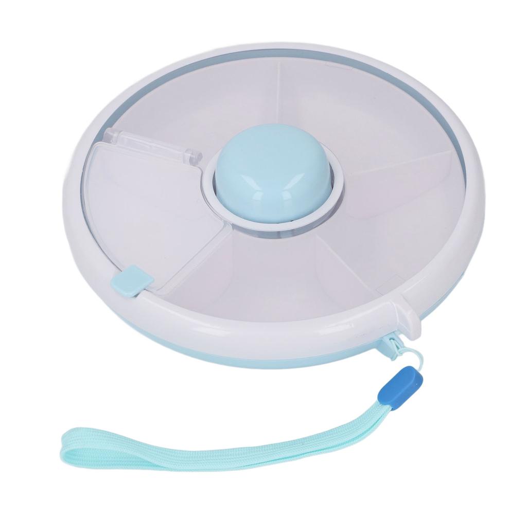 Rotating Snack Box With Lid 5 Compartment Dispenser Damp Proof Sealed Portable Kids Fruit Rotating