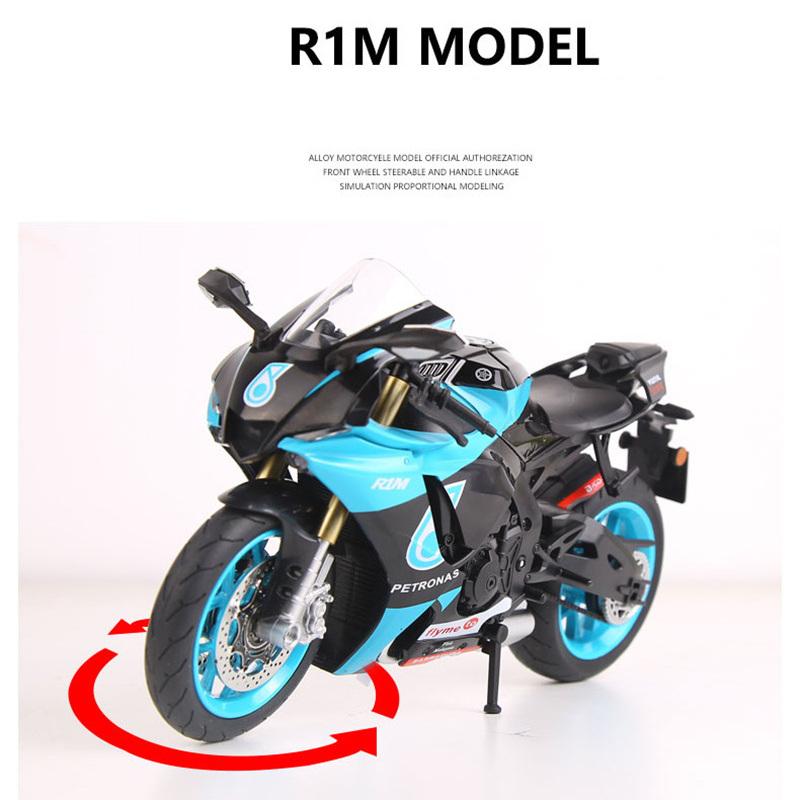 1/9 YAMAHA YZF-R1M Alloy Racing Motorcycle Diecast Metal Street Sports Motorcycle Model with Light Simulation Childrens Toy Gift