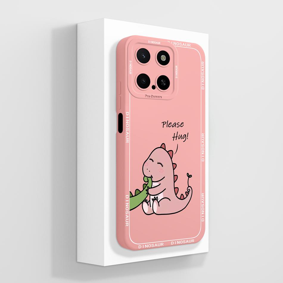 For Honor X5B Plus X5 Phone Case Cute Dinosaur Full Cover Bumper Soft Liquid Silicone Anti Drop Back Cover High Quality Fundas