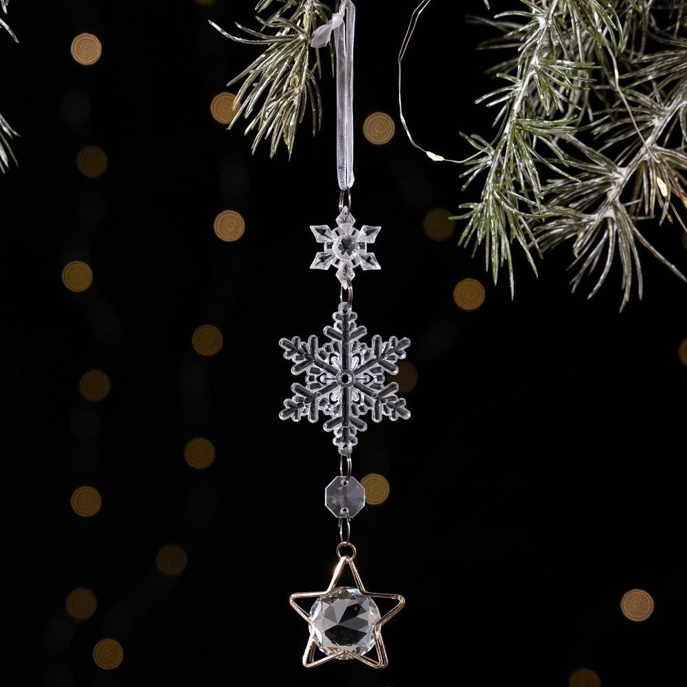 Fake Ice Christmas Tree Decorations Transparent Snowflakes Pendants Christmas Gift