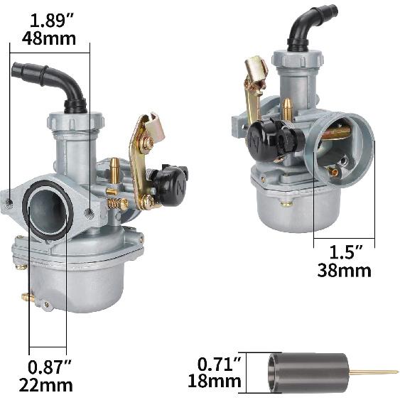 RUTU PZ22 Carburetor 22mm Carb with Fuel Filter Cable Choke for SSR 110cc 125cc Sunl Roketa Taotao Monkey Coolster ThumpStar CRF Pit Bike Atv Quad