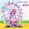 Non-Toxic Zkzc Cherry Blossom Color City Friends Seven Colors Led Rotating Ferris Wheel Building Blocks Electric Bricks Toy Children Gifts