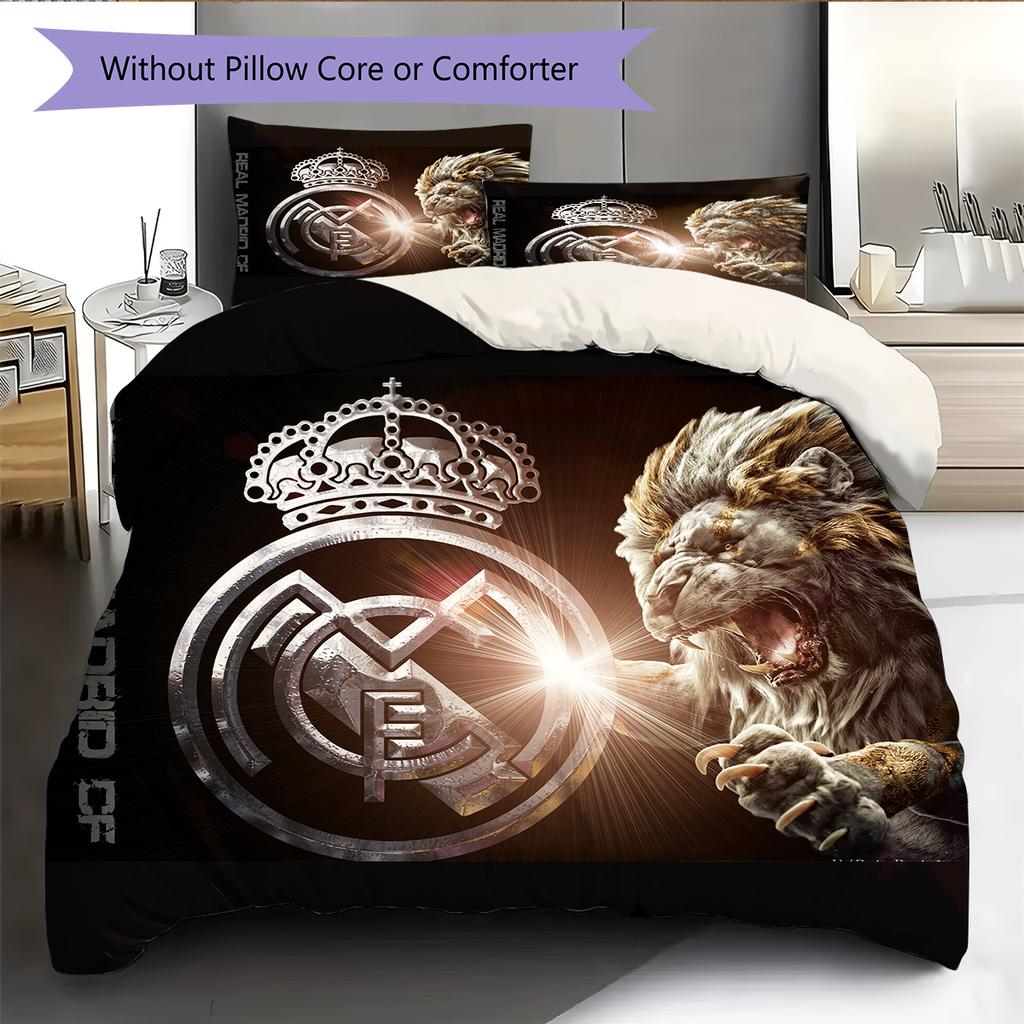 Madrid team Pattern Bedding Home Decoration Birthday Gift (1 * duvet cover + 2 * pillowcase, without core)