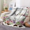1PC Floral Cow Animals Print FlAannel Blanket, High quality Comfortable for All Seasons, Home Decor, Warmth and Comfort