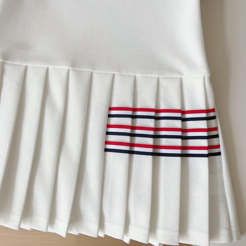 Летнее платье без рукавов для девочек 2025: Воротник ПОЛО, Стиль колледжа, Плиссированная юбка-жилет